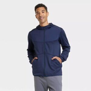 Mens Blue DWR Fleece Full Zip Hoodie Size XXL -‎ All In Motion